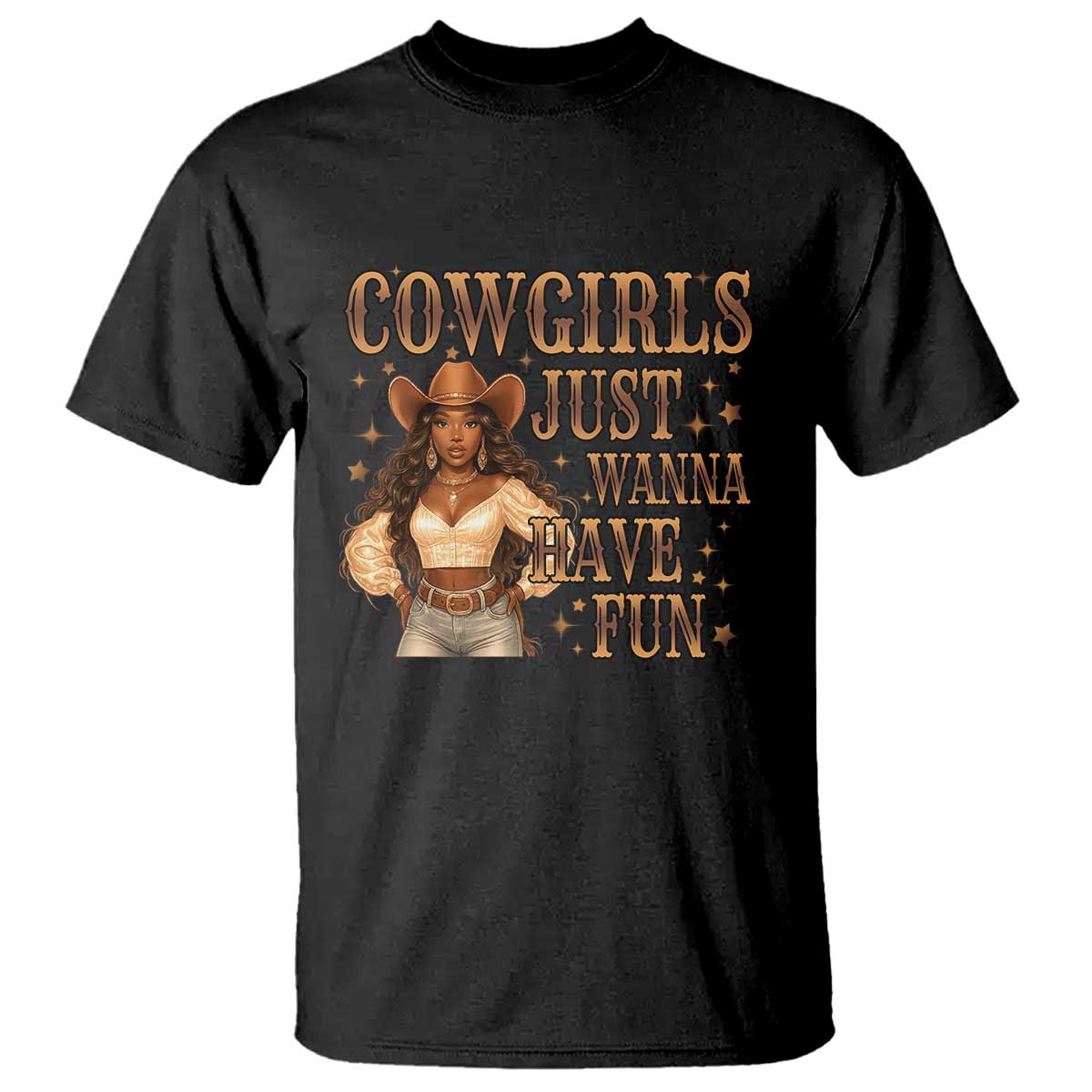 Funny African American Cowgirl T Shirt Cowgirls Just Wanna Have Fun Western