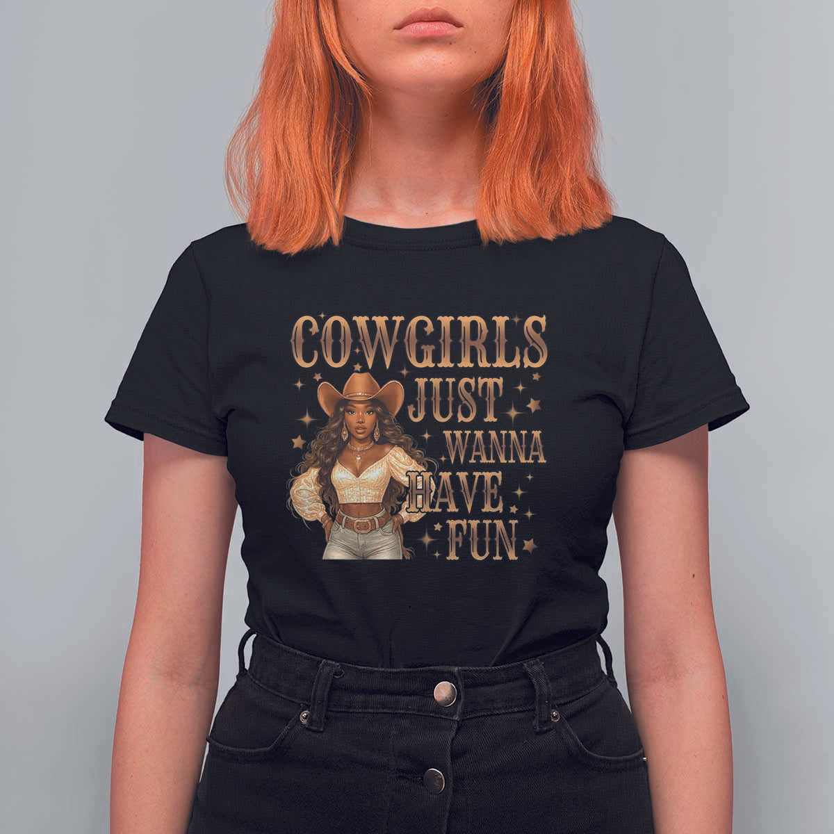 Funny African American Cowgirl T Shirt For Women Cowgirls Just Wanna Have Fun Western