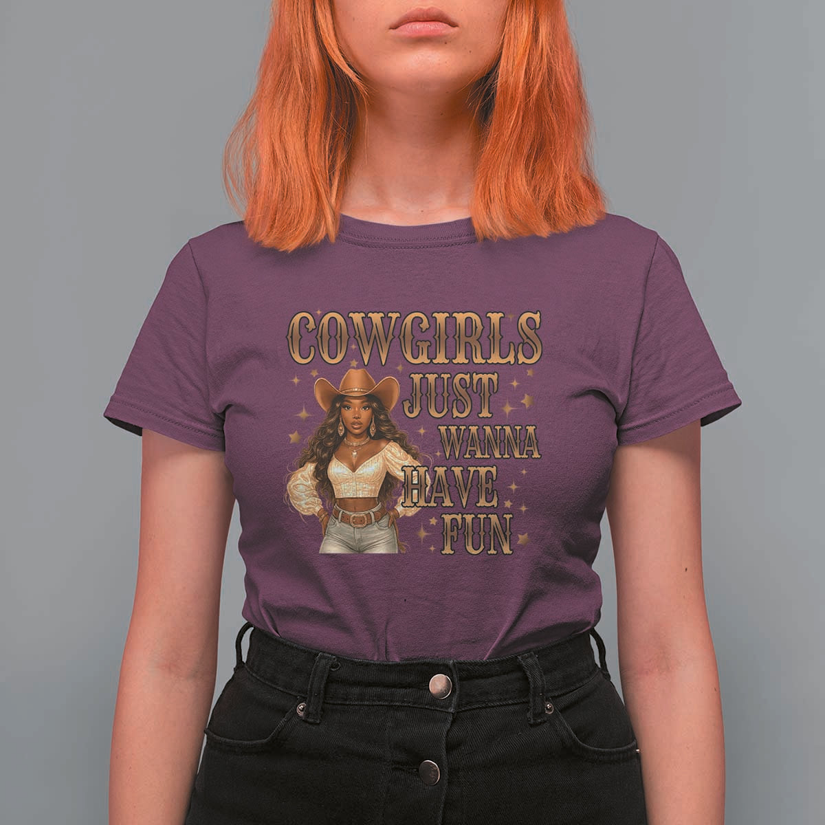 Funny African American Cowgirl T Shirt For Women Cowgirls Just Wanna Have Fun Western
