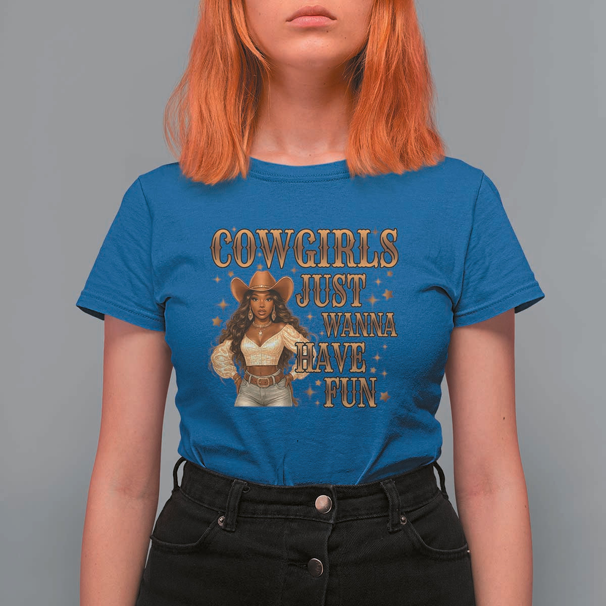 Funny African American Cowgirl T Shirt For Women Cowgirls Just Wanna Have Fun Western