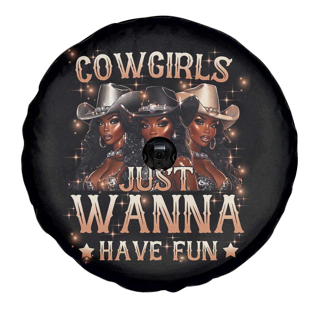 Funny Black African American Cowgirl Spare Tire Cover Cowgirls Just Wanna Have Fun