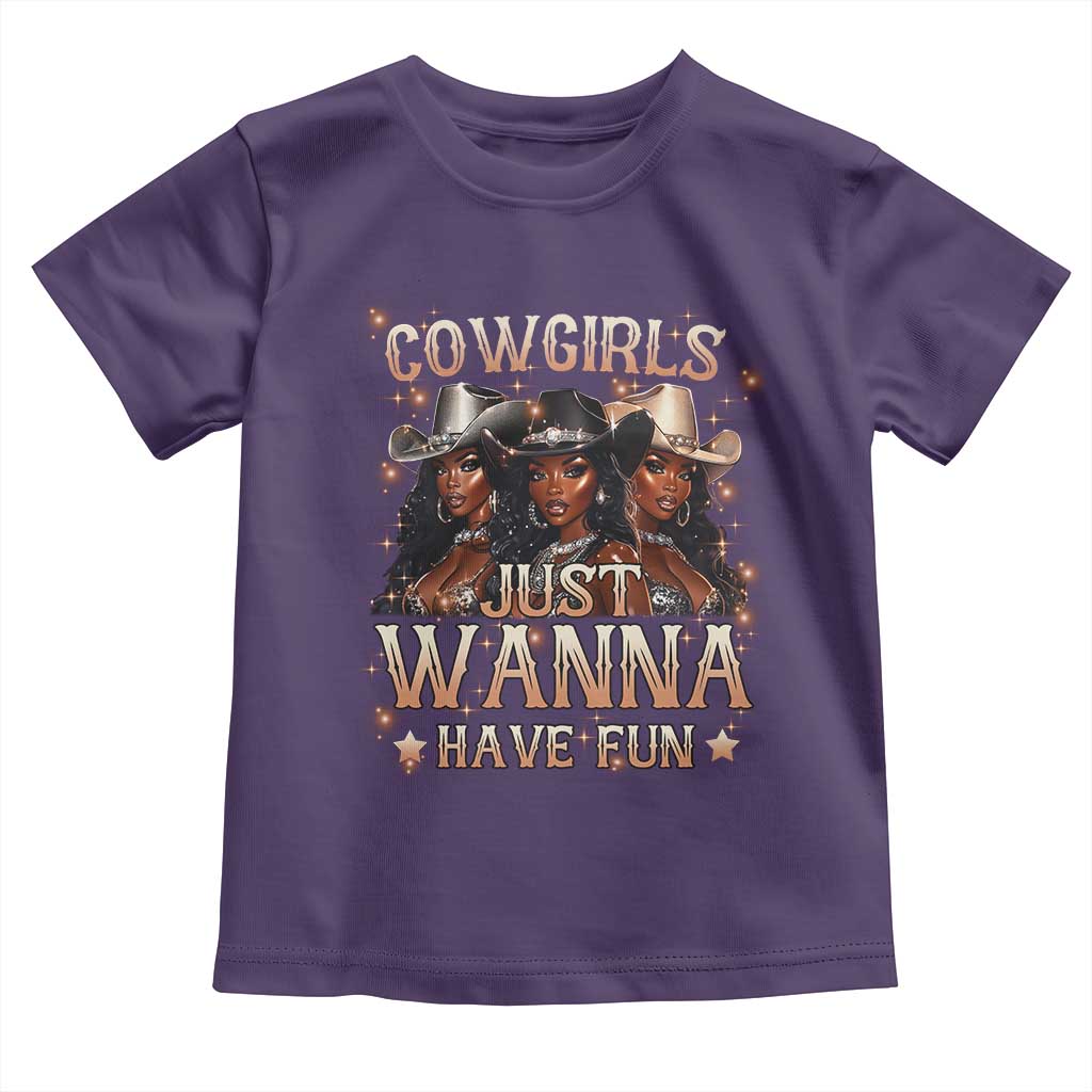 Funny Black African American Cowgirl Toddler T Shirt Cowgirls Just Wanna Have Fun
