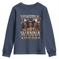 Funny Black African American Cowgirl Youth Sweatshirt Cowgirls Just Wanna Have Fun