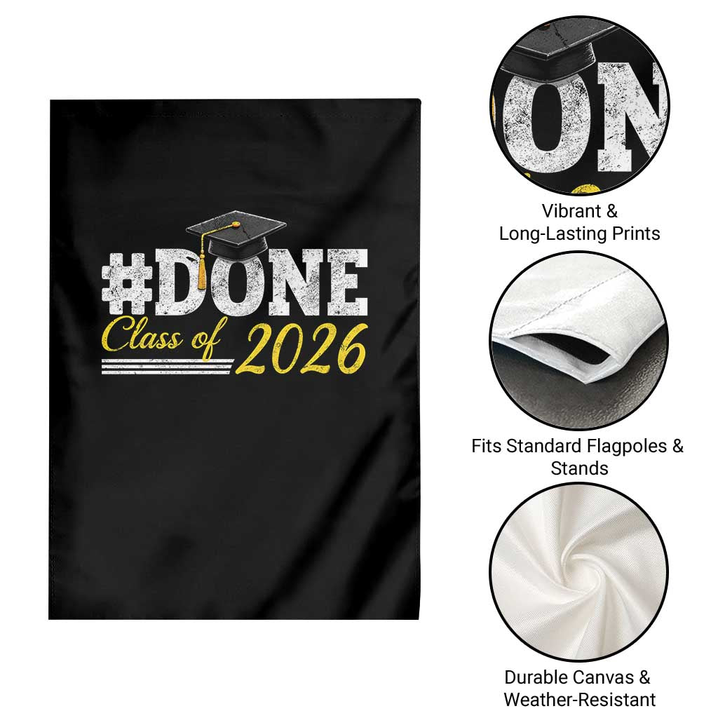Done Class of 2026 Graduation Garden Flag Mortarboard Graphic