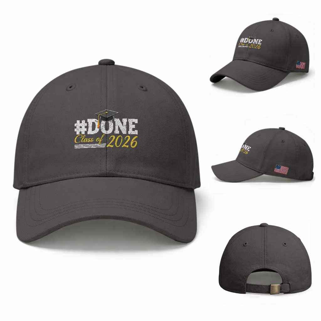 Done Class of 2026 Graduation Baseball Cap Mortarboard Graphic