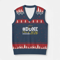 Done Class of 2026 Graduation V-Neck Knit Sweater Vest Mortarboard Graphic