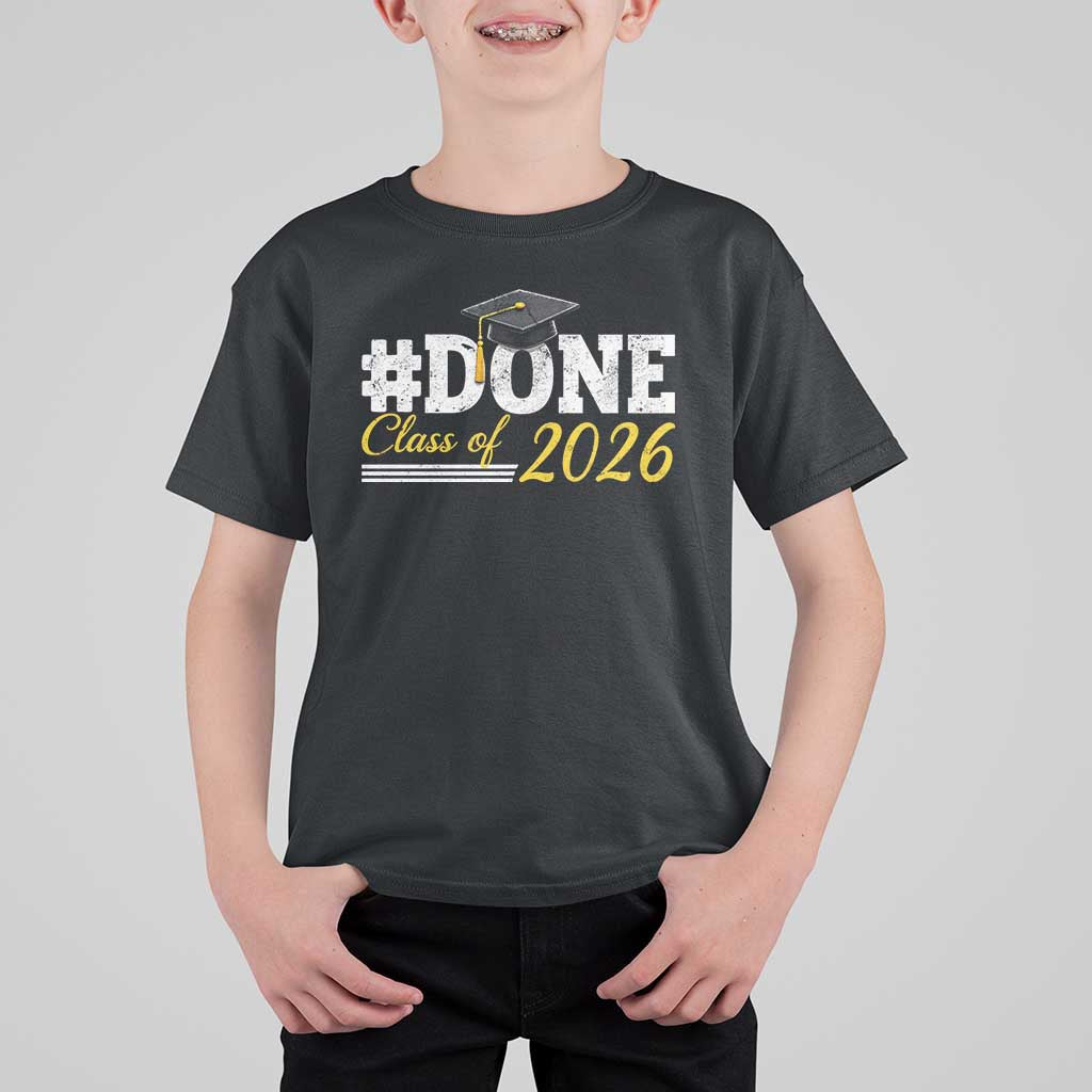 Done Class of 2026 Graduation T Shirt For Kid Mortarboard Graphic