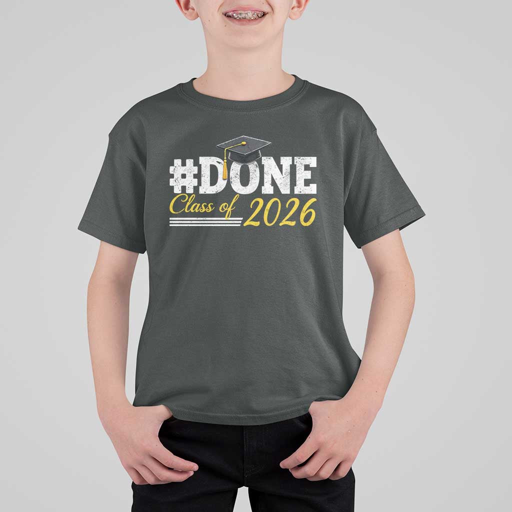 Done Class of 2026 Graduation T Shirt For Kid Mortarboard Graphic