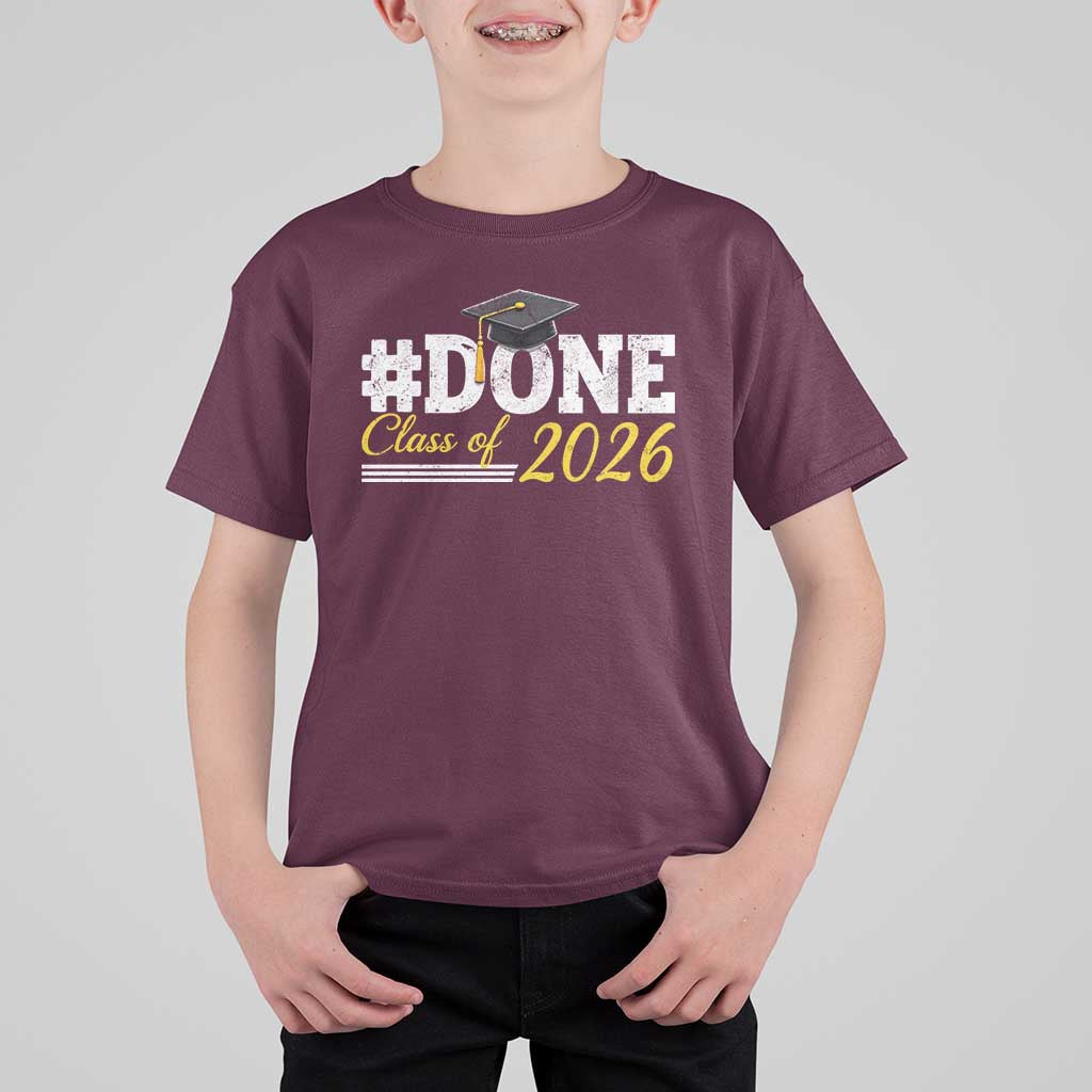 Done Class of 2026 Graduation T Shirt For Kid Mortarboard Graphic