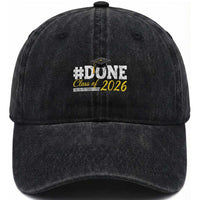 Done Class of 2026 Graduation Washed Cotton Baseball Cap Mortarboard Graphic
