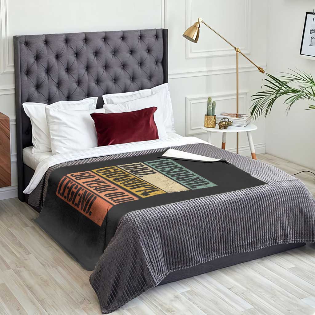 Husband Dad Grandpa 50 Year Old Legend Throw Blanket Funny 50th Birthday Fathers Day