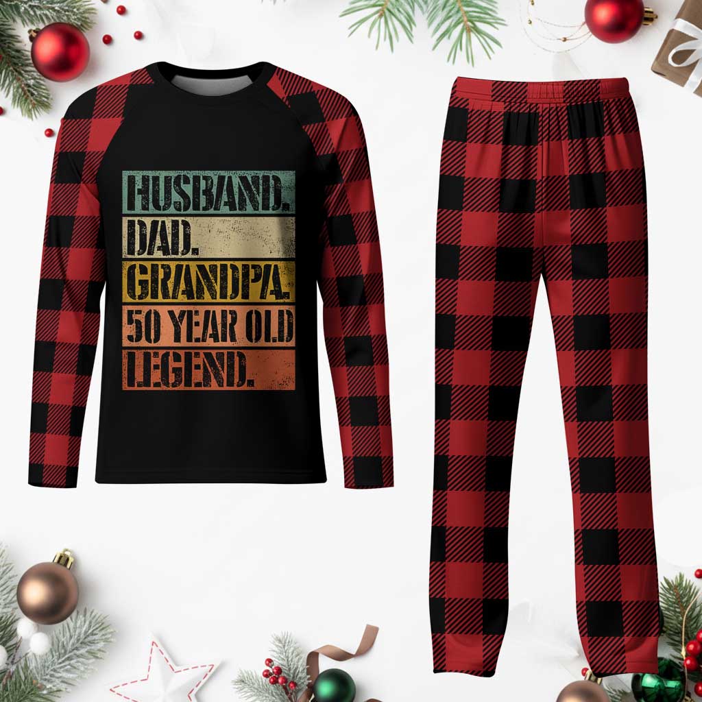 Husband Dad Grandpa 50 Year Old Legend Plaid Pajama Set Funny 50th Birthday Fathers Day