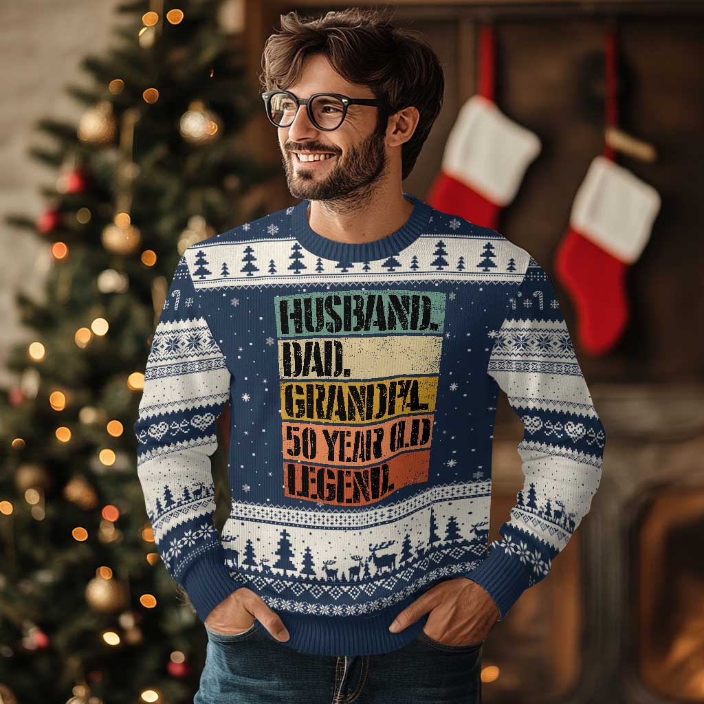 Husband Dad Grandpa 50 Year Old Legend Ugly Christmas Sweater Funny 50th Birthday Fathers Day