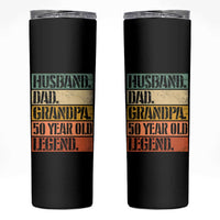 Husband Dad Grandpa 50 Year Old Legend Skinny Tumbler Funny 50th Birthday Fathers Day