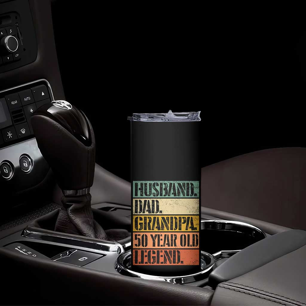 Husband Dad Grandpa 50 Year Old Legend Skinny Tumbler Funny 50th Birthday Fathers Day