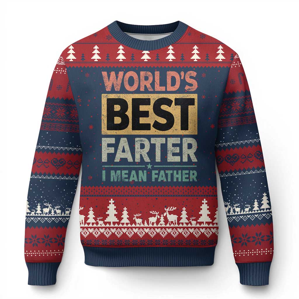 Worlds Best Farter I Mean Father Ugly Christmas Sweater Funny Farted Dad Father's Day