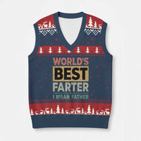 Worlds Best Farter I Mean Father V-Neck Knit Sweater Vest Funny Farted Dad Father's Day