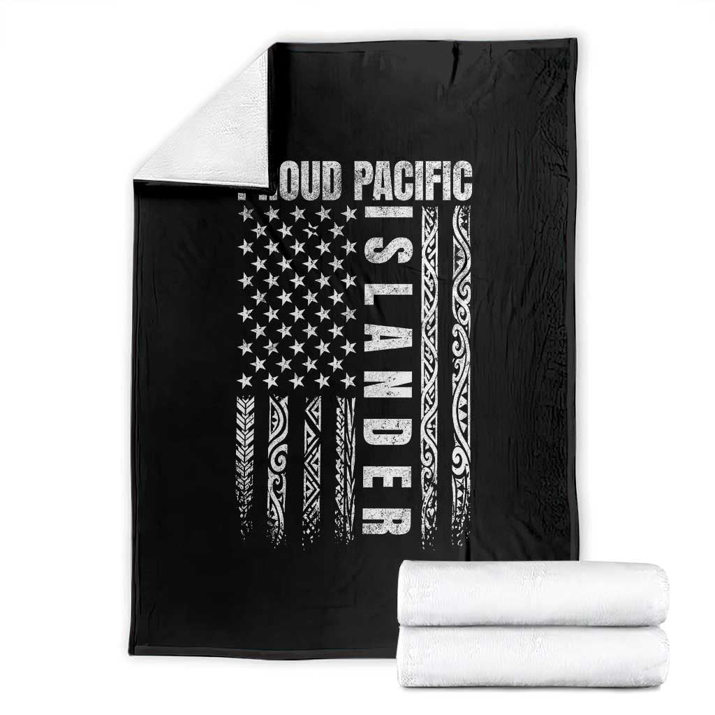 Proud Pacific Islander Throw Blanket AAPI Heritage Month Polynesian Tribal American Flag