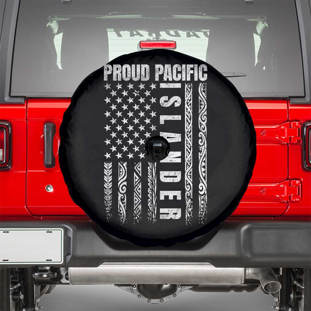 Proud Pacific Islander Spare Tire Cover AAPI Heritage Month Polynesian Tribal American Flag