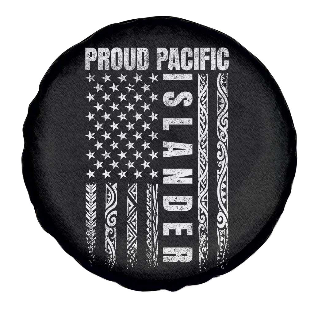 Proud Pacific Islander Spare Tire Cover AAPI Heritage Month Polynesian Tribal American Flag