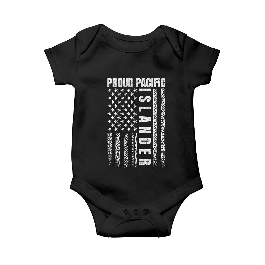 Proud Pacific Islander Baby Onesie AAPI Heritage Month Polynesian Tribal American Flag