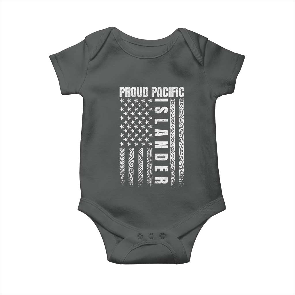 Proud Pacific Islander Baby Onesie AAPI Heritage Month Polynesian Tribal American Flag