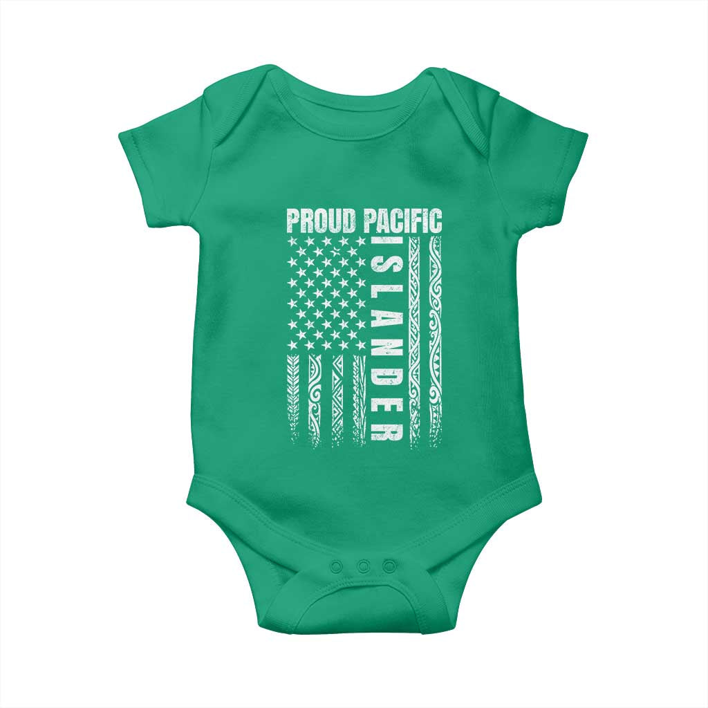 Proud Pacific Islander Baby Onesie AAPI Heritage Month Polynesian Tribal American Flag