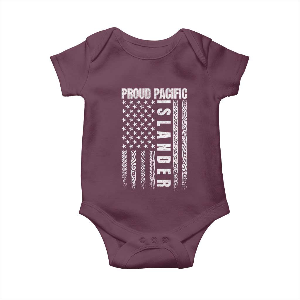 Proud Pacific Islander Baby Onesie AAPI Heritage Month Polynesian Tribal American Flag
