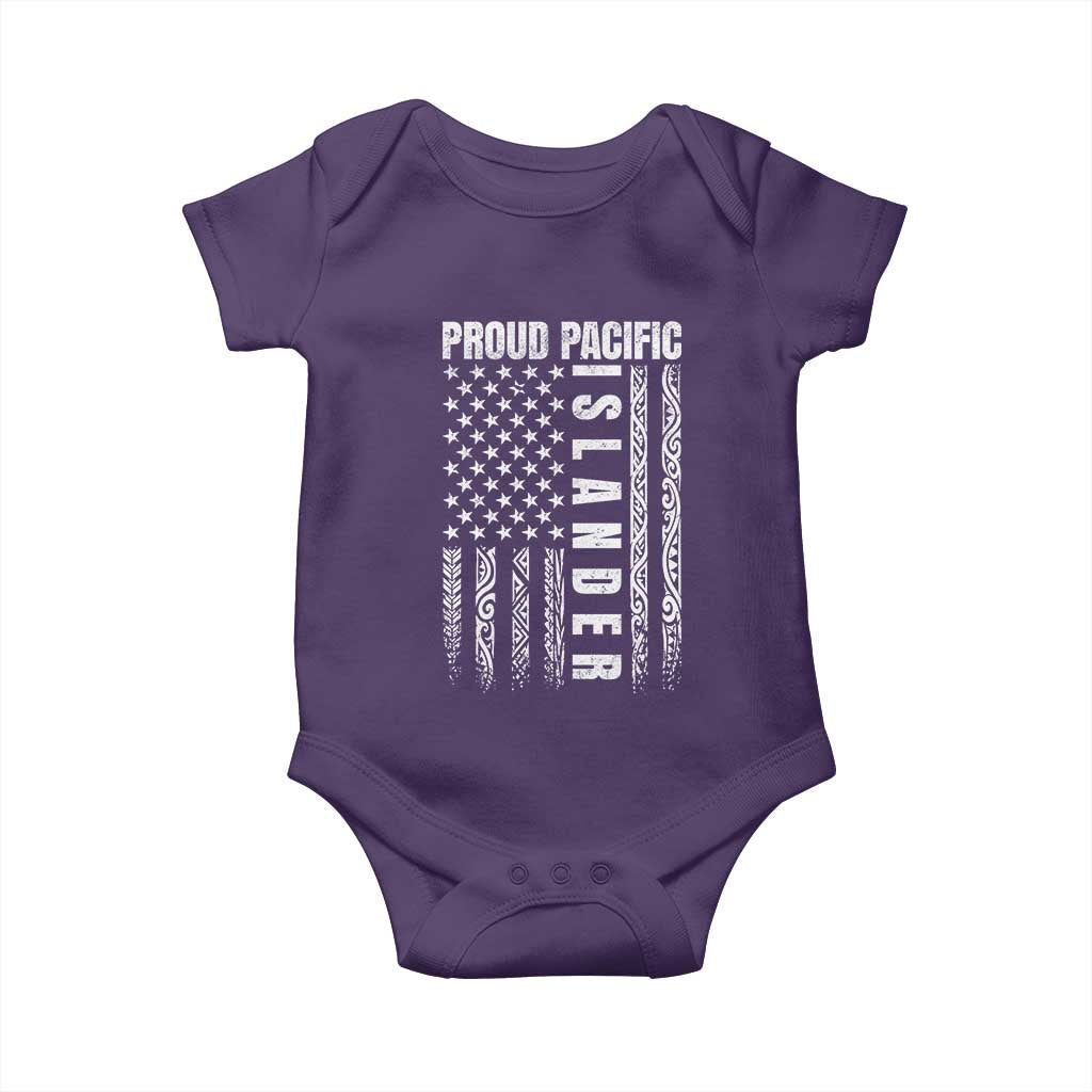 Proud Pacific Islander Baby Onesie AAPI Heritage Month Polynesian Tribal American Flag