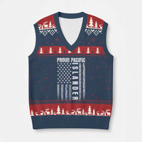 Proud Pacific Islander V-Neck Knit Sweater Vest AAPI Heritage Month Polynesian Tribal American Flag