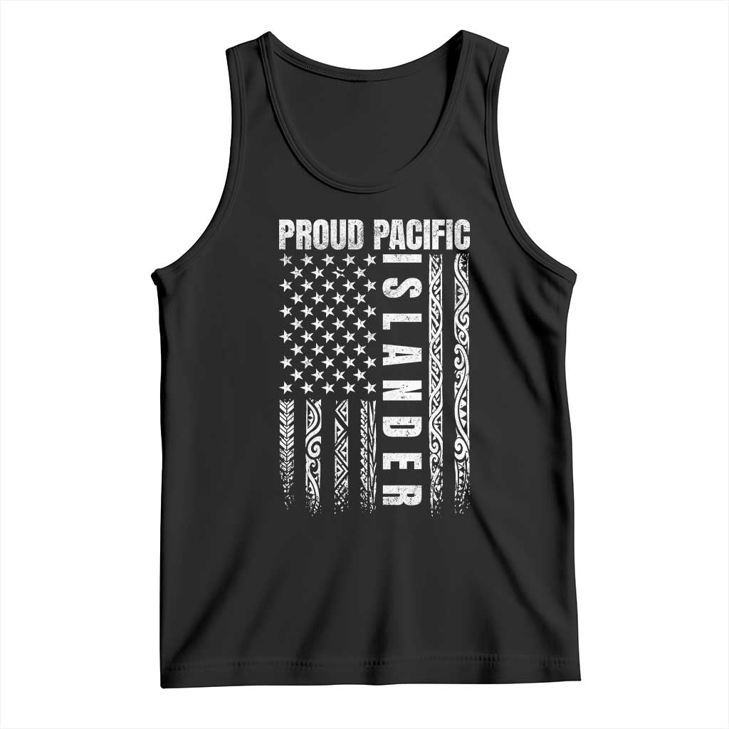 Proud Pacific Islander Tank Top AAPI Heritage Month Polynesian Tribal American Flag
