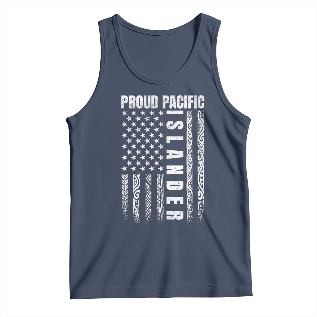 Proud Pacific Islander Tank Top AAPI Heritage Month Polynesian Tribal American Flag