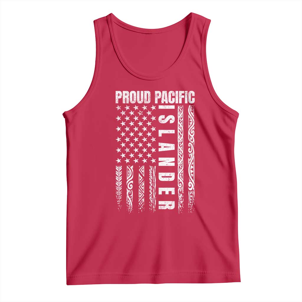 Proud Pacific Islander Tank Top AAPI Heritage Month Polynesian Tribal American Flag