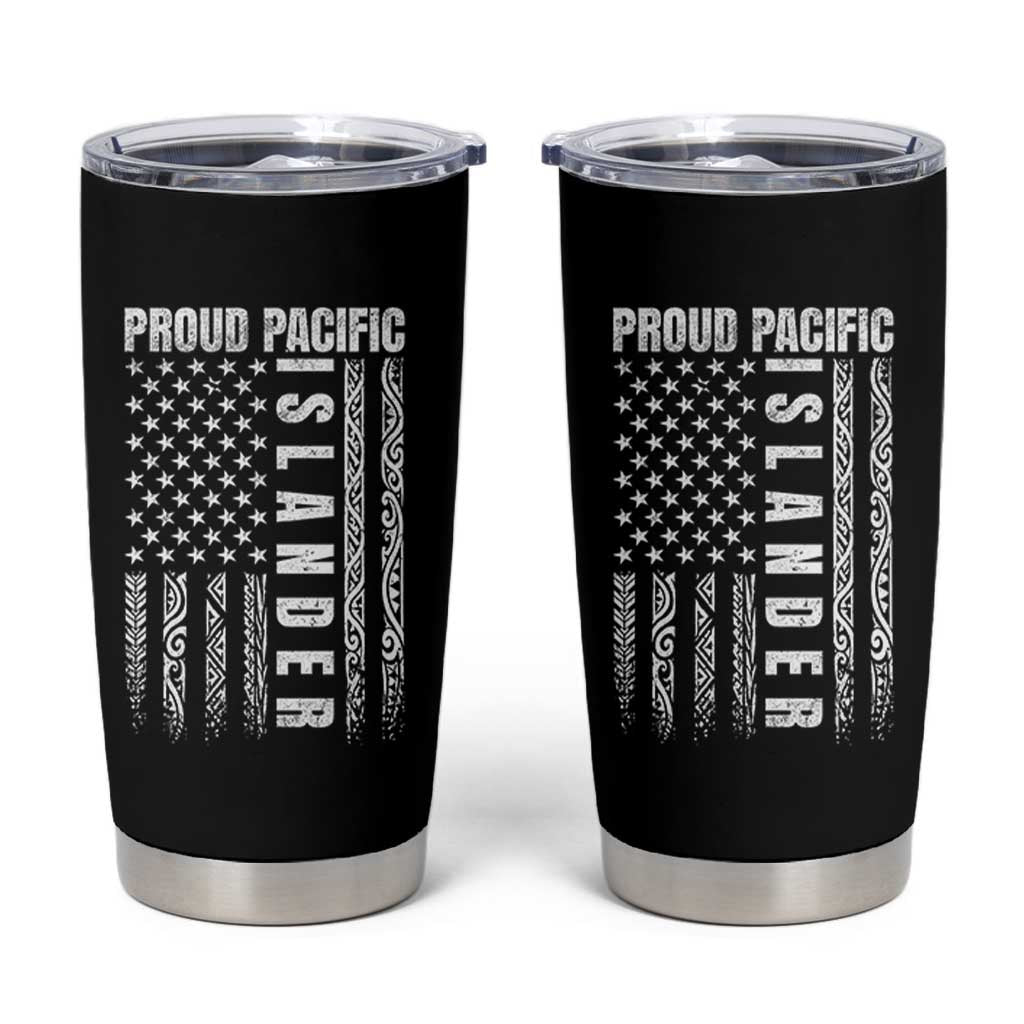 Proud Pacific Islander Tumbler Cup AAPI Heritage Month Polynesian Tribal American Flag