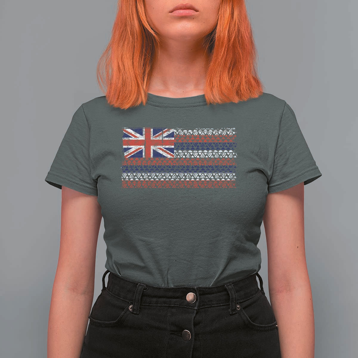 Hawaiian Tribal Flag State of Hawaii T Shirt For Women
