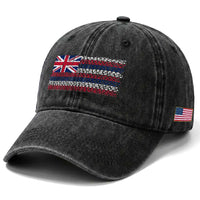 Hawaiian Tribal Flag State of Hawaii Washed Cotton Baseball Cap