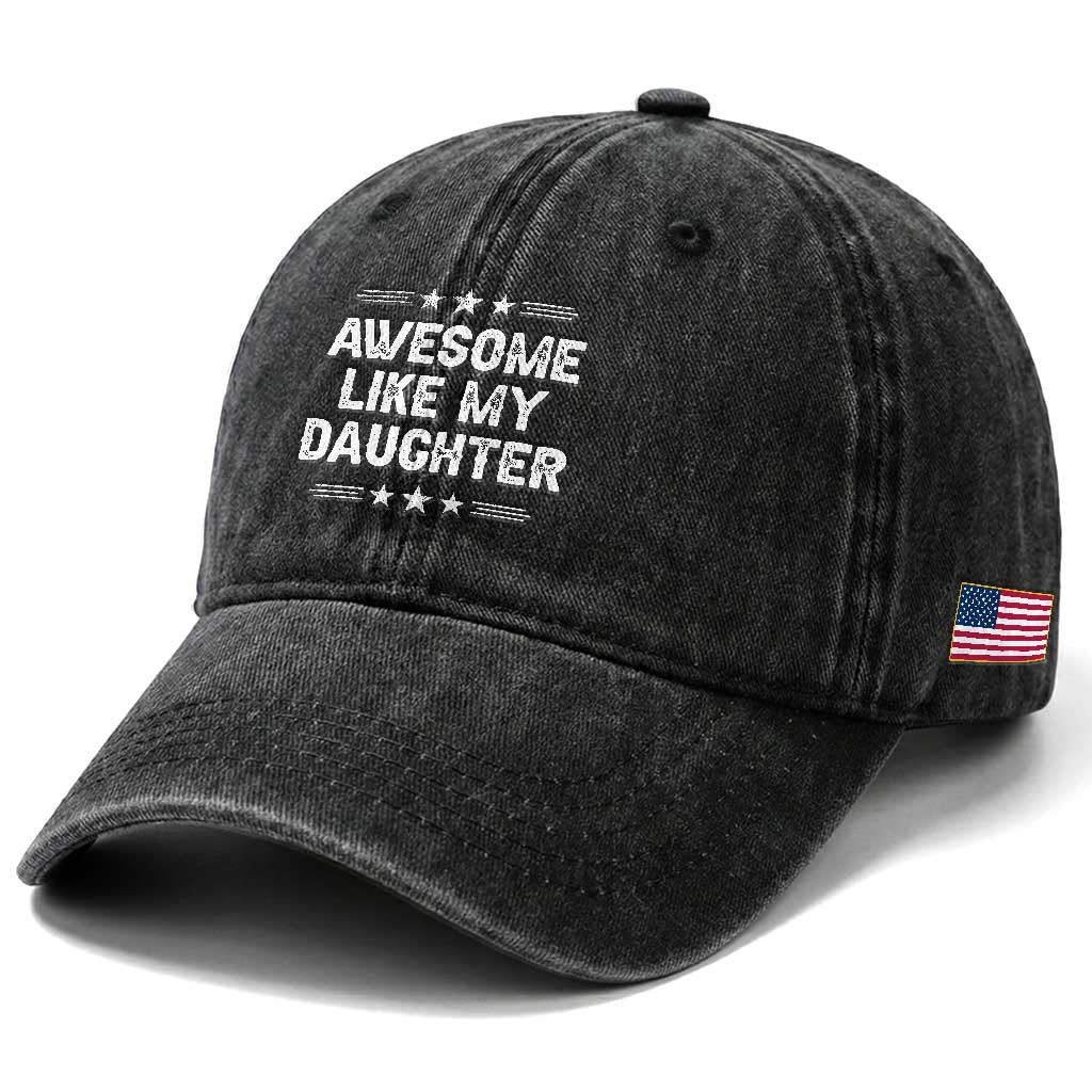 Awesome Like My Daughter Washed Cotton Baseball Cap Funny Girl Dad Father's Day Gifts