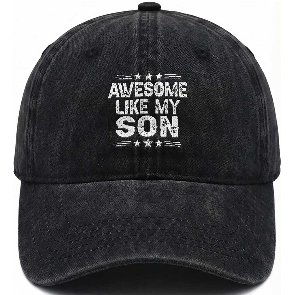 Awesome Like My Son Washed Cotton Baseball Cap Funny Boy Dad Father's Day Gifts