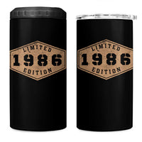 40th Birthday 4 in 1 Can Cooler Tumbler 1986 Limited Edition Gifts For Turning 40