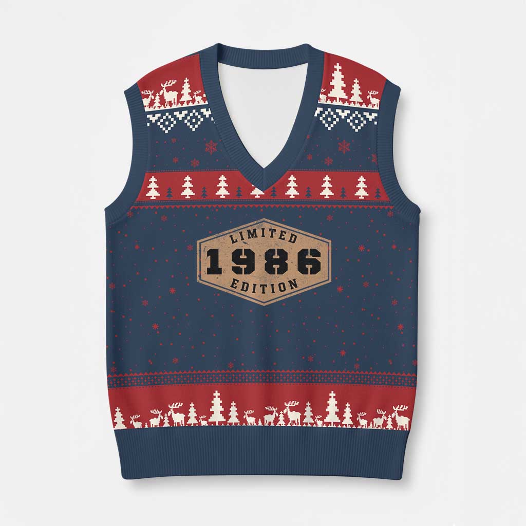 40th Birthday V-Neck Knit Sweater Vest 1986 Limited Edition Gifts For Turning 40