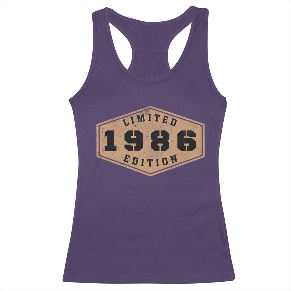 40th Birthday Racerback Tank Top 1986 Limited Edition Gifts For Turning 40