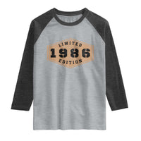 40th Birthday Raglan Shirt 1986 Limited Edition Gifts For Turning 40