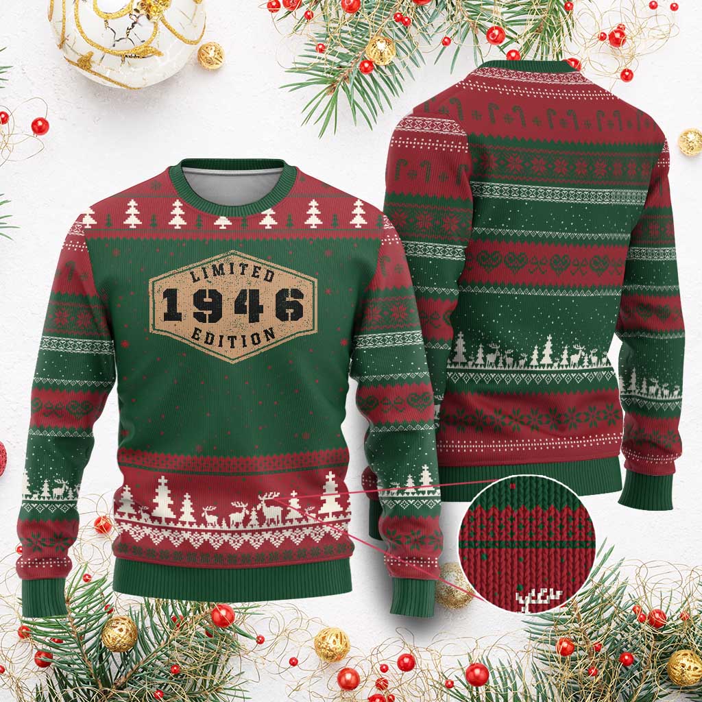 80th Birthday Ugly Christmas Sweater 1946 Limited Edition Gifts For Turning 80