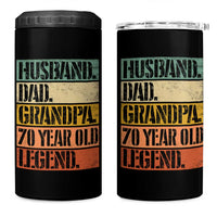 Husband Dad Grandpa 70 Year Old Legend 4 in 1 Can Cooler Tumbler Funny 70th Birthday Fathers Day