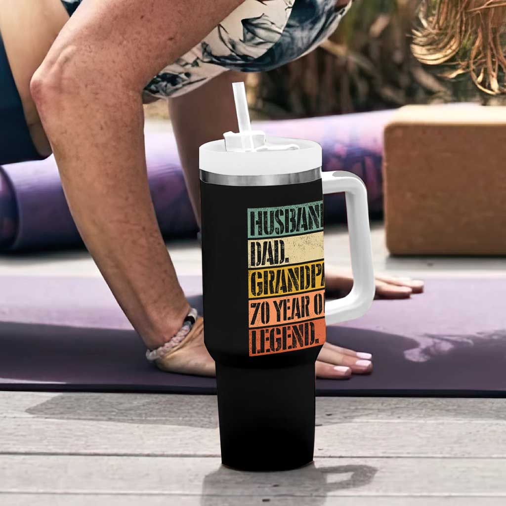 Husband Dad Grandpa 70 Year Old Legend Tumbler With Handle Funny 70th Birthday Fathers Day
