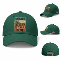 Husband Dad Grandpa 90 Year Old Legend Baseball Cap Funny 90th Birthday Fathers Day