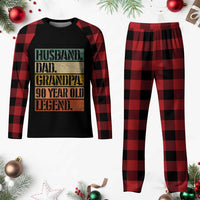 Husband Dad Grandpa 90 Year Old Legend Plaid Pajama Set Funny 90th Birthday Fathers Day