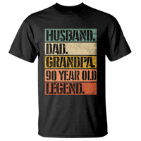 Husband Dad Grandpa 90 Year Old Legend T Shirt Funny 90th Birthday Fathers Day