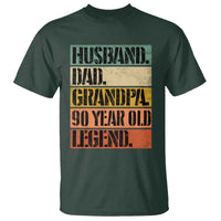 Husband Dad Grandpa 90 Year Old Legend T Shirt Funny 90th Birthday Fathers Day
