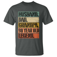 Husband Dad Grandpa 90 Year Old Legend T Shirt Funny 90th Birthday Fathers Day